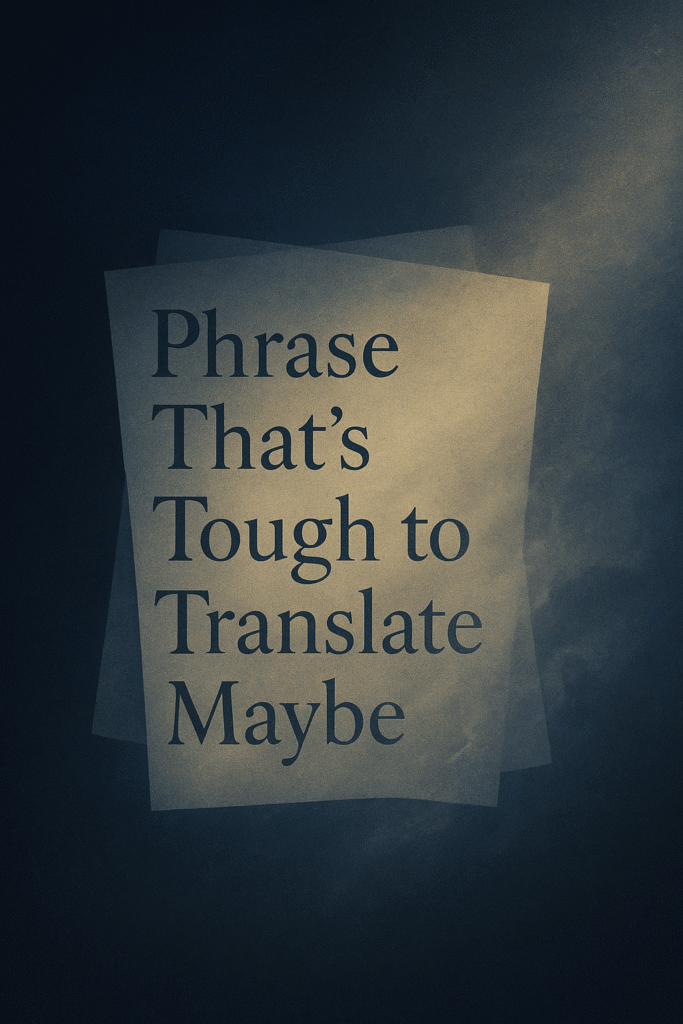 Phrase That’s Tough to Translate Maybe Phrase That's Tough to Translate Maybe