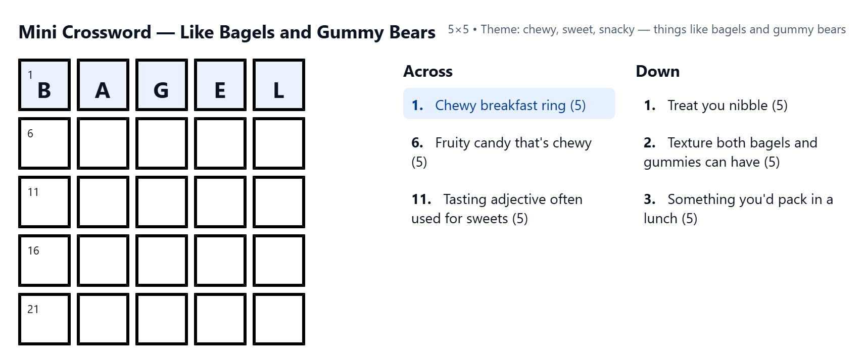 like bagels and gummy bears nyt