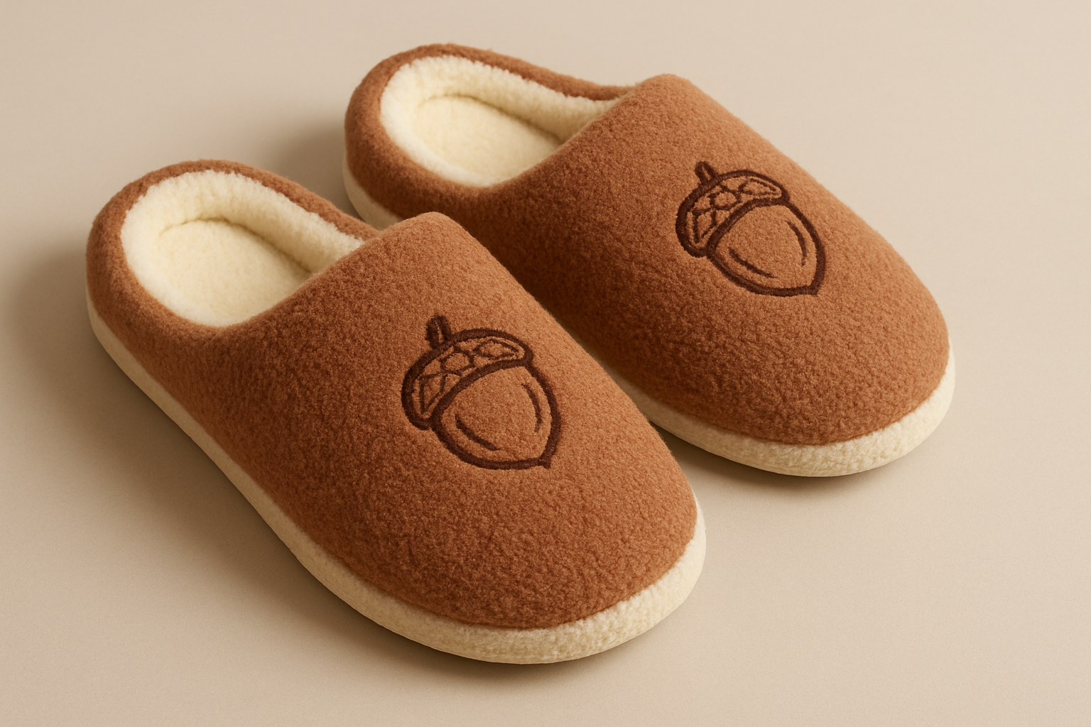 cozy slippers with nut logo
