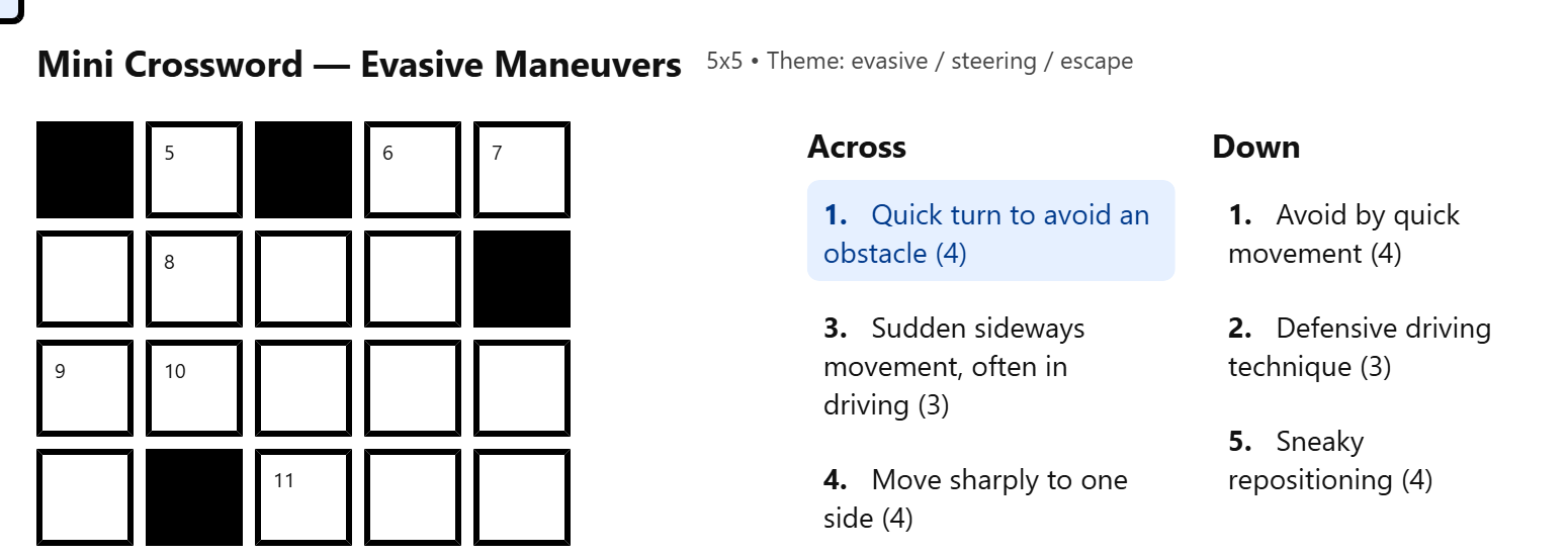 evasive maneuvers nyt