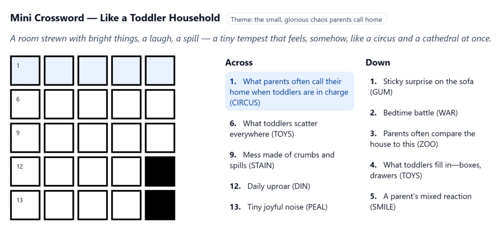 what parents with toddlers might compare their household to