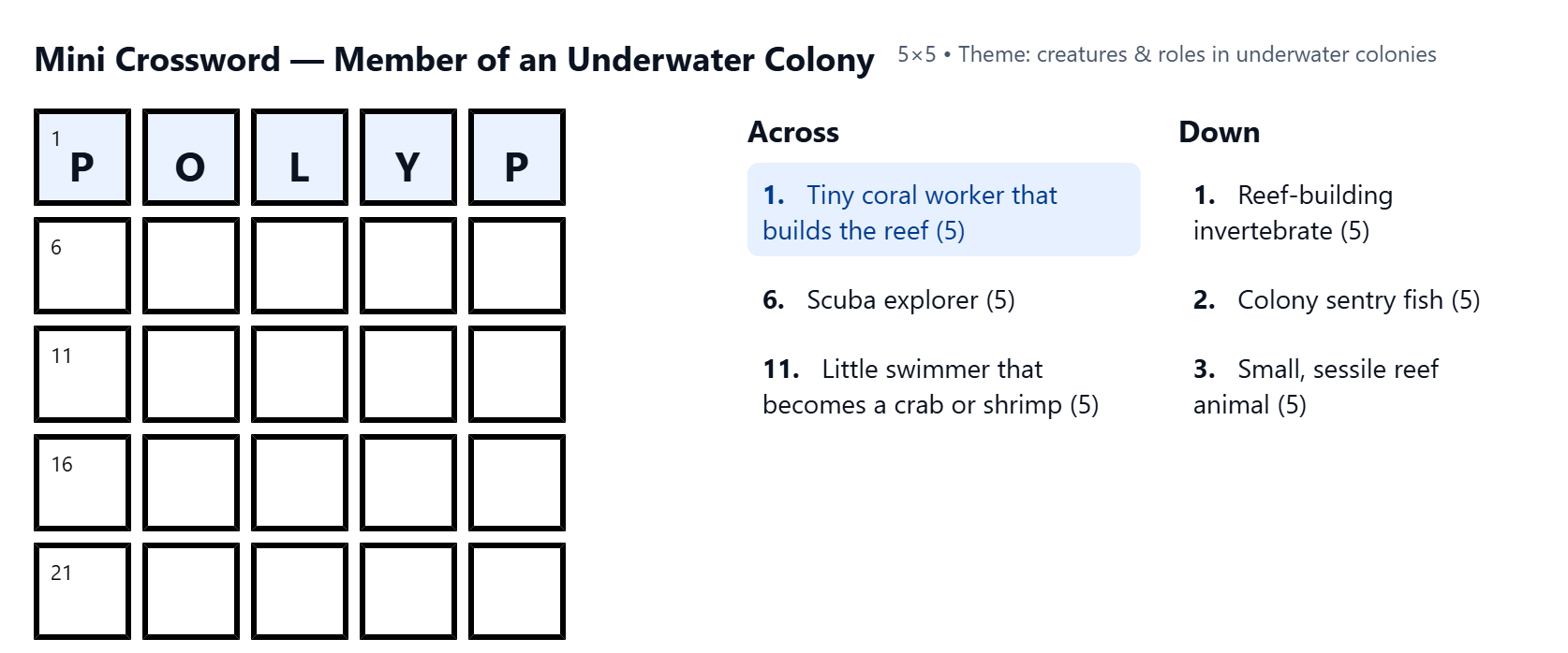 Member of an Underwater Colony NYT