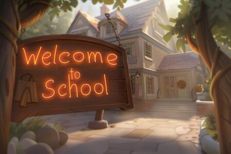 word on the front door of midvale school