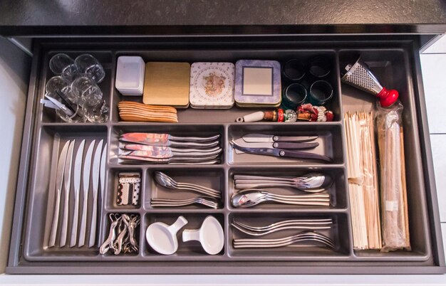 section of a cutlery drawer nyt