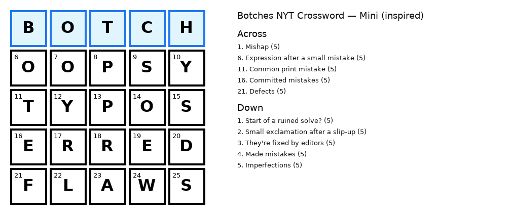 Botches NYT Crossword