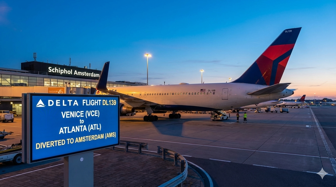 delta dl139 venice atlanta diversion amsterdam