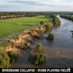 riverbank collapse iford playing fields