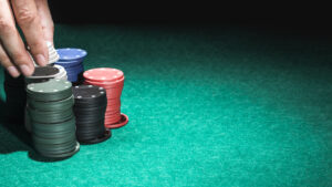 3d rolling dice with bokeh light effect
