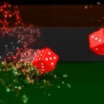 3d rolling dice with bokeh light effect