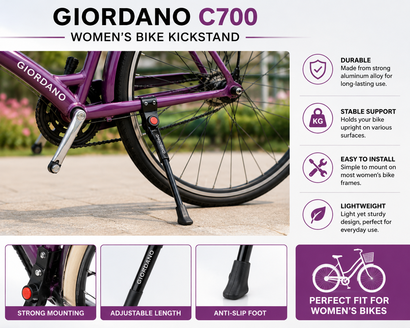 giordano c700 women's bike kickstand​