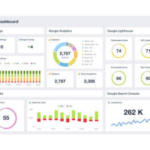 SEO professional reviewing backlink growth and keyword rankings on laptop dashboard